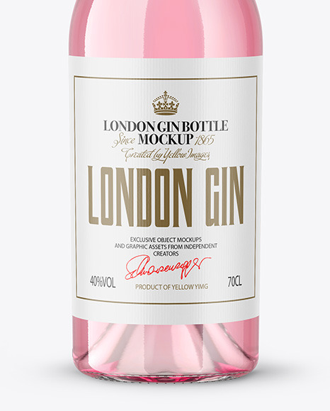 Clear Glass Gin Bottle Mockup