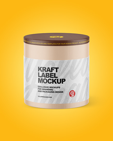 Wood Textured Jar with Kraft Paper Label Mockup