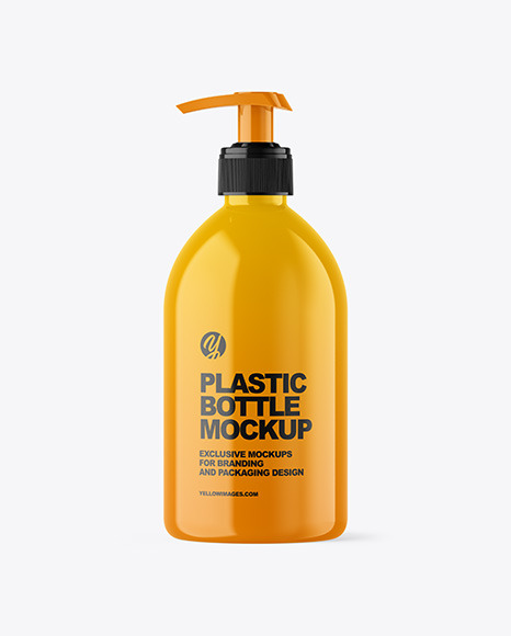 Glossy Cosmetic Bottle with Pump Mockup