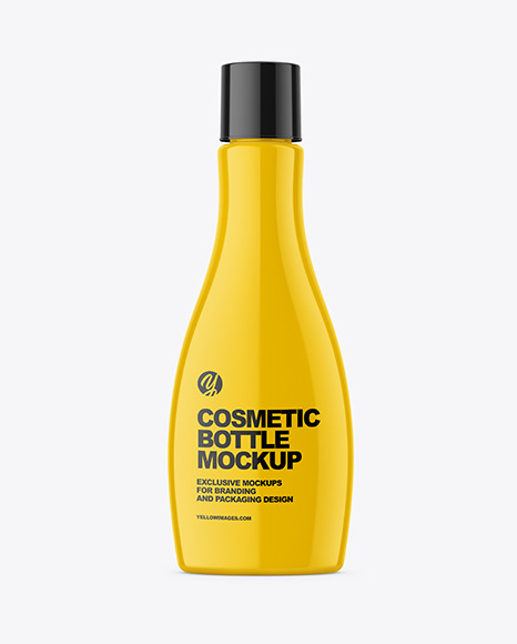 Glossy Plastic Cosmetic Bottle Mockup - Hair bottle mockup