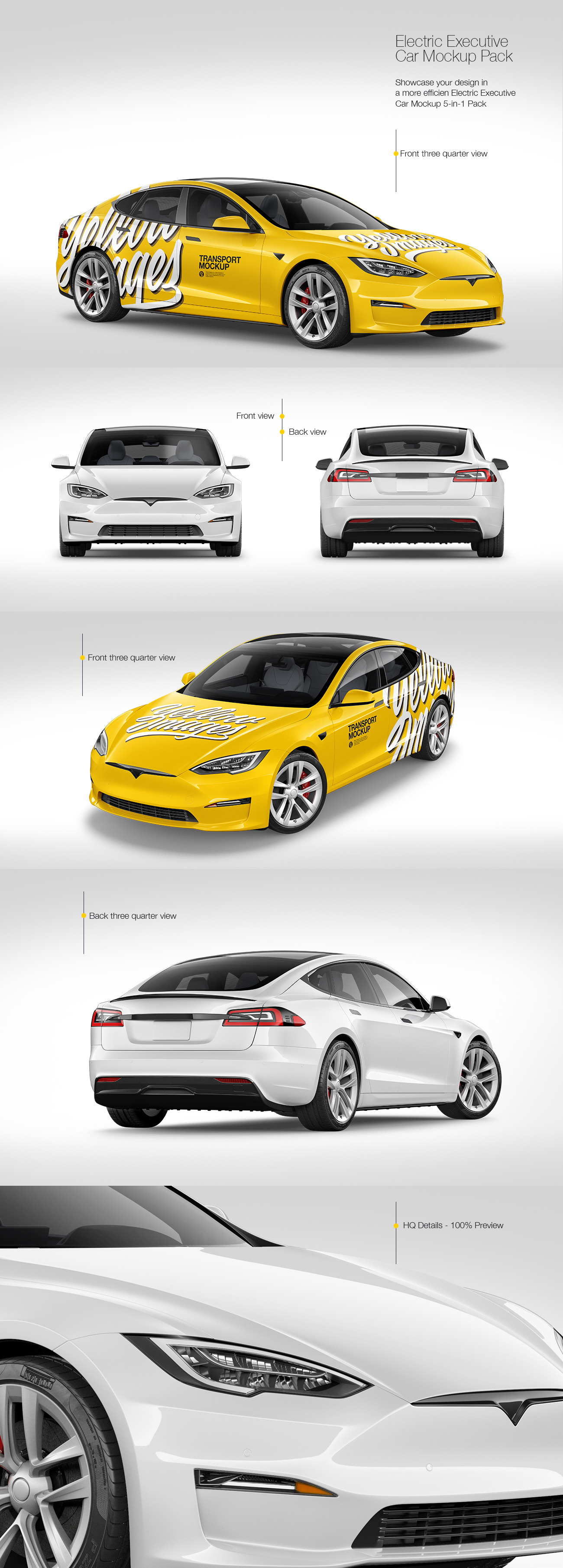 Electric Executive Car Mockup Pack Electric Executive Car Mockup Pack