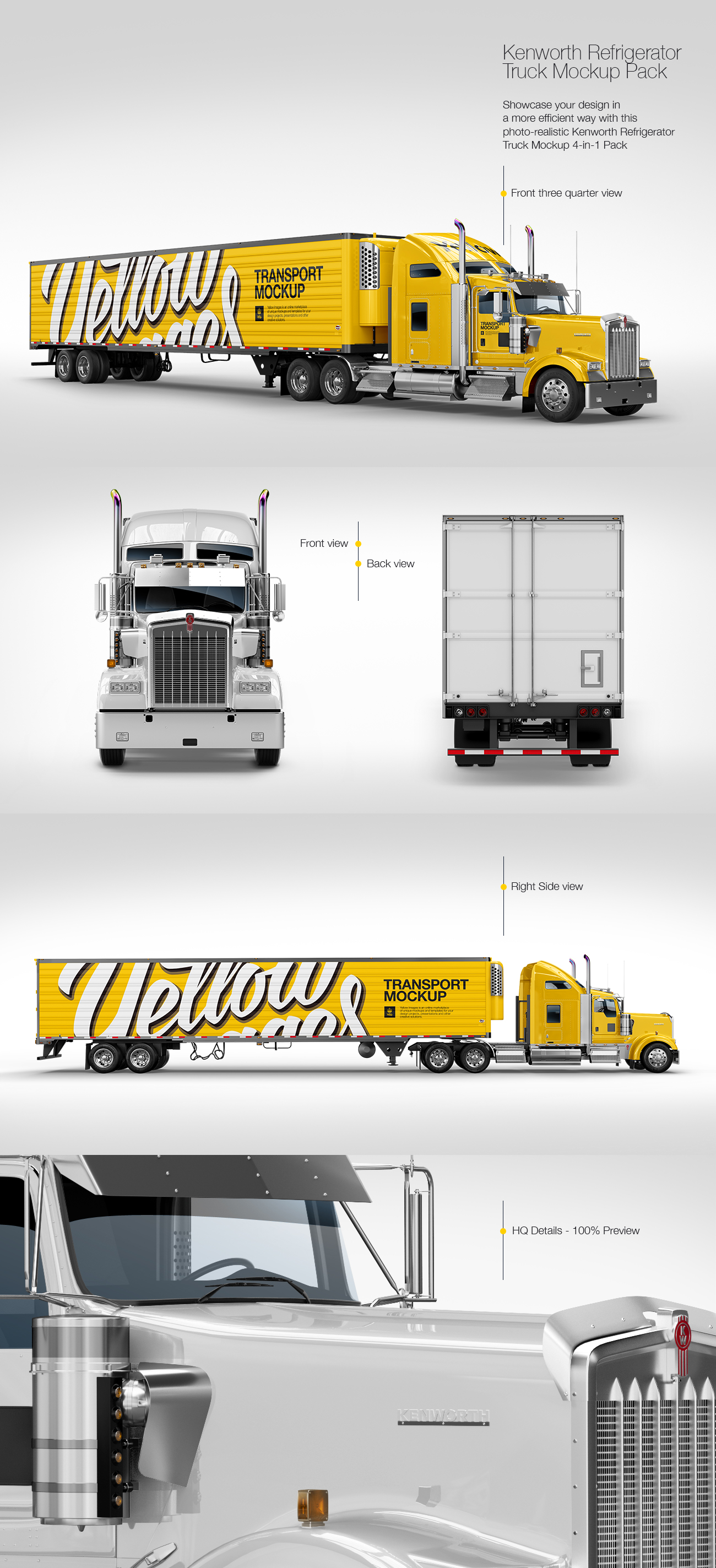 Kenworth Refrigerator Truck HQ Mockup Pack Kenworth Refrigerator Truck HQ Mockup Pack