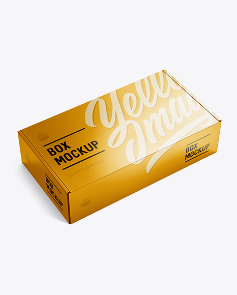 Metallic Carton Box Mockup - Half Side View (high-angle shot)