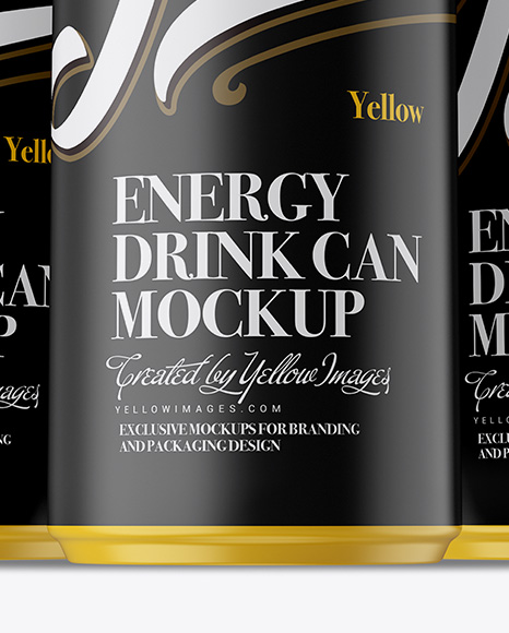 Three 250ml Matte Aluminium Cans Mockup - Hero Shot