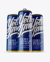 Three 250ml Glossy Aluminium Cans Mockup - Hero Shot