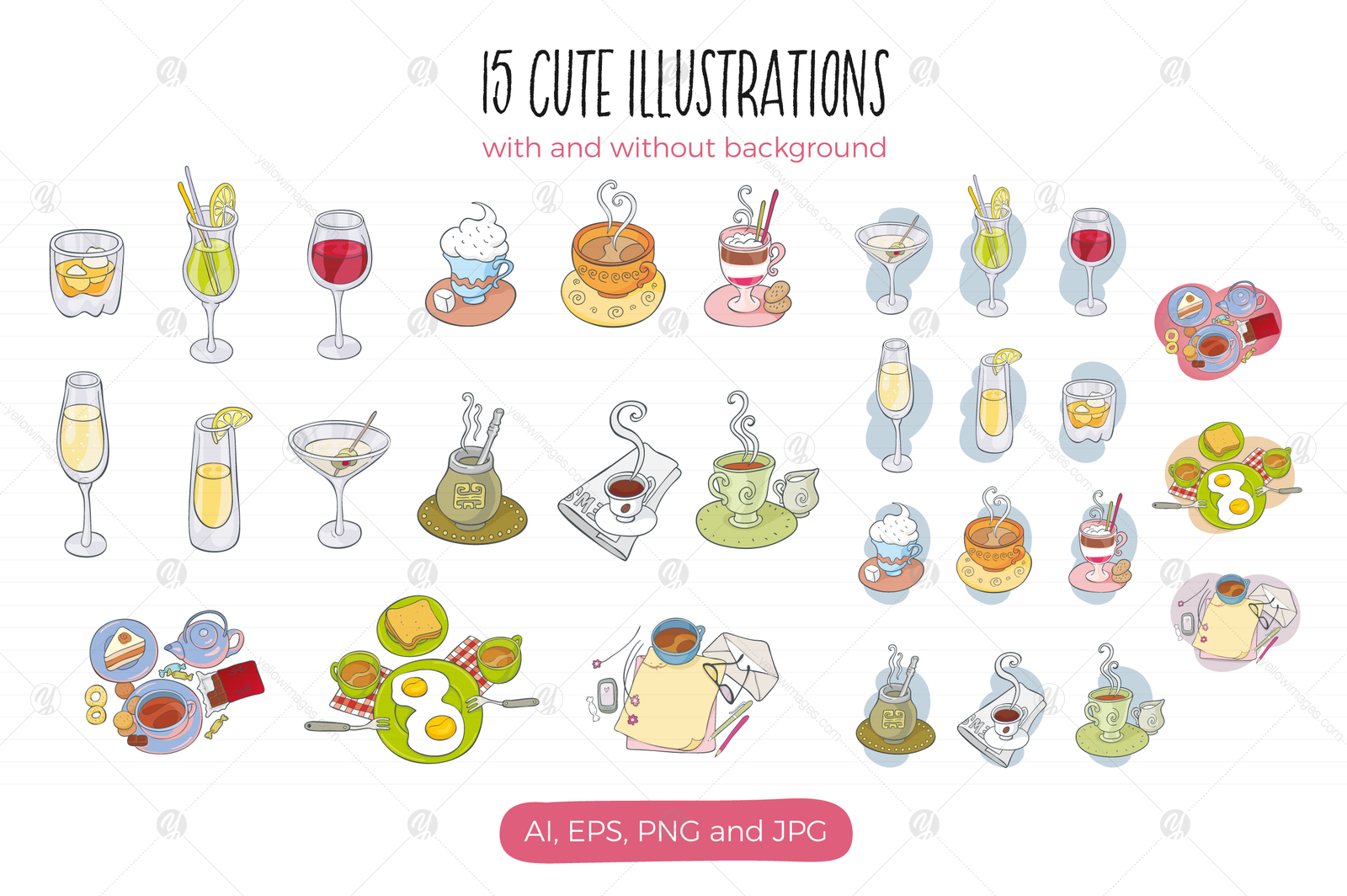 Drinks, Vector Illustrations Drinks, Vector Illustrations