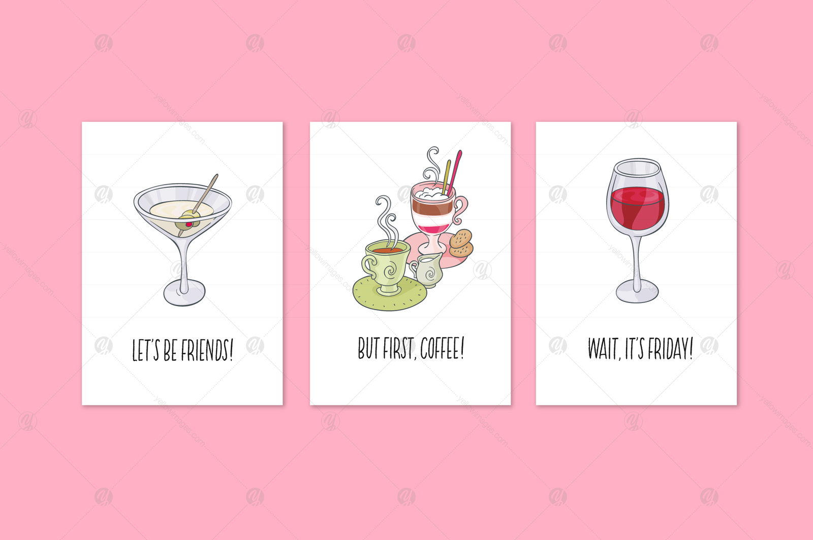 Drinks, Vector Illustrations