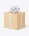 Kraft Gift Box with Matte Bow Mockup