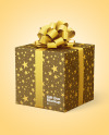 Kraft Gift Box with Matte Bow Mockup