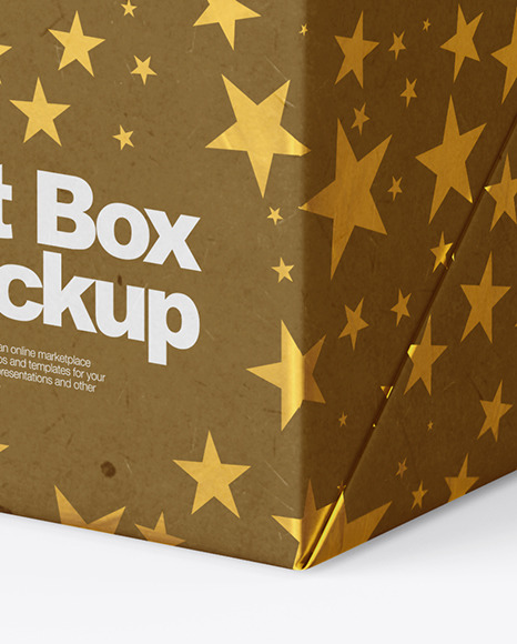 Kraft Gift Box with Matte Bow Mockup