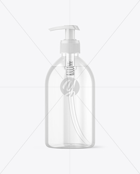 Clear Cosmetic Bottle with Pump Mockup Clear Cosmetic Bottle with Pump Mockup