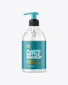 Clear Cosmetic Bottle with Pump Mockup Clear Cosmetic Bottle with Pump Mockup