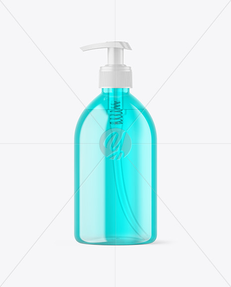 Color Plastic Cosmetic Bottle with Pump Mockup