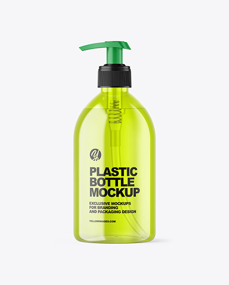 Color Plastic Cosmetic Bottle with Pump Mockup