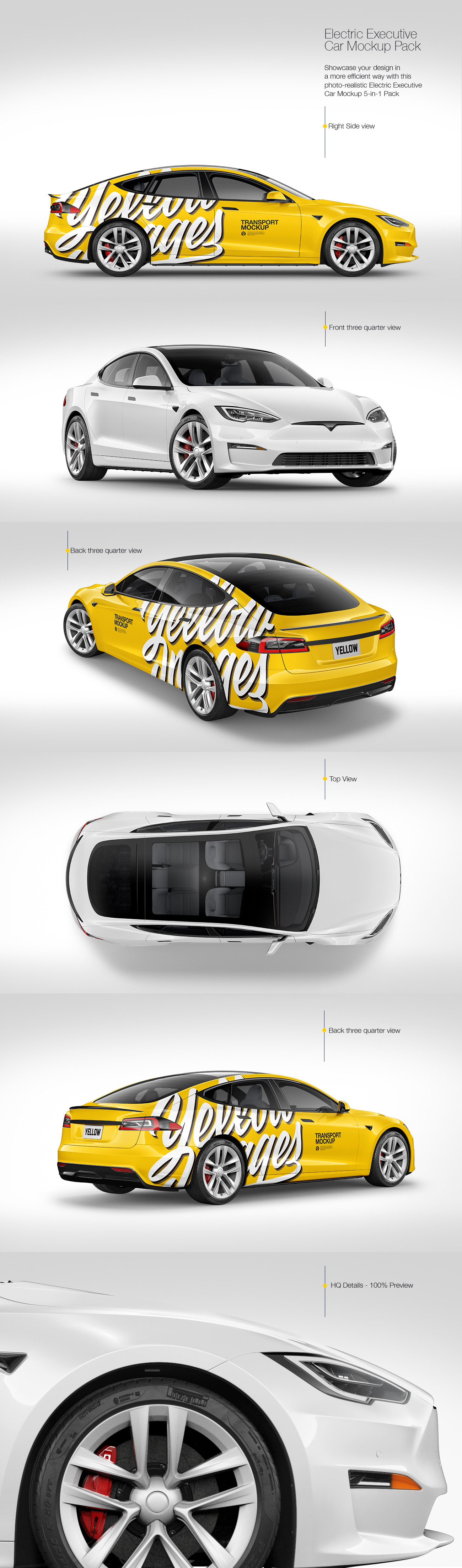 Electric Executive Car Mockup Pack Electric Executive Car Mockup Pack