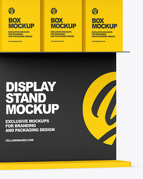 Display Stand With Boxes Mockup