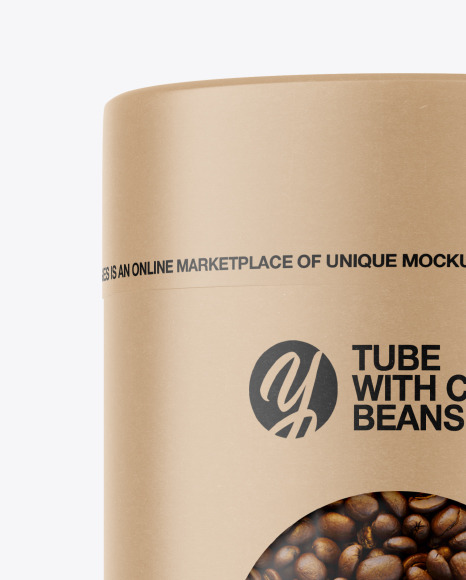 Kraft Tube with Coffee Beans Mockup