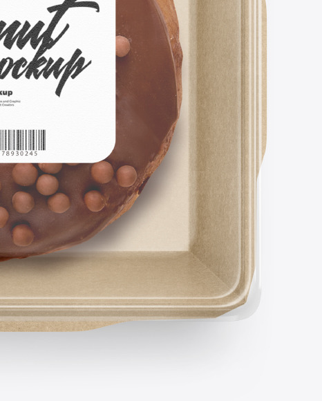 Paper Food Container with Donut Mockup