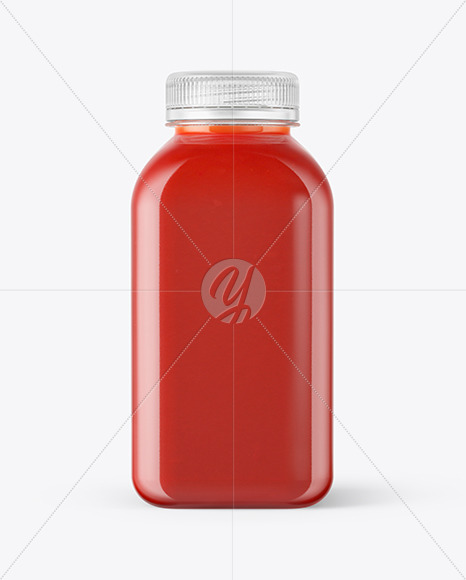 Square Tomato Juice Bottle Mockup
