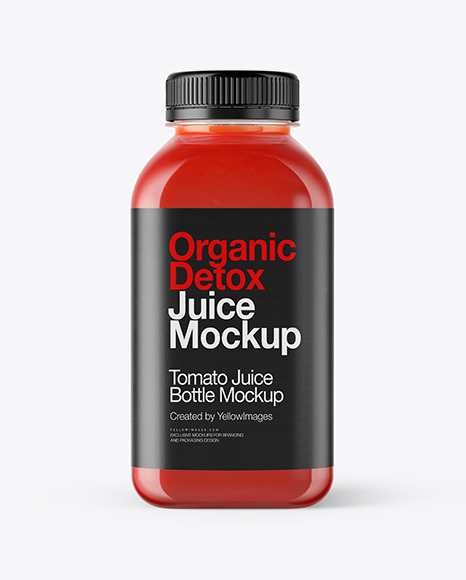 Square Tomato Juice Bottle Mockup