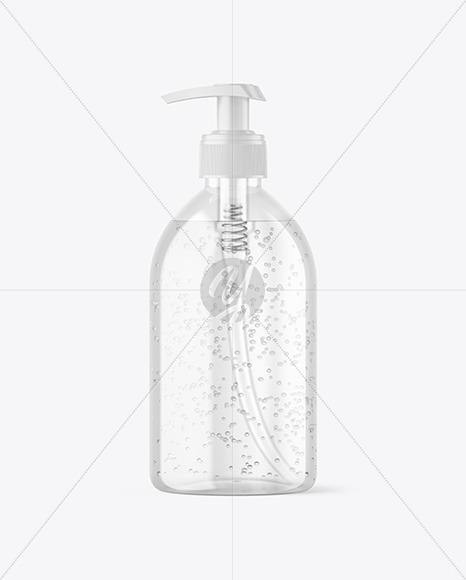 Clear Cosmetic Bottle with Pump Mockup Clear Cosmetic Bottle with Pump Mockup
