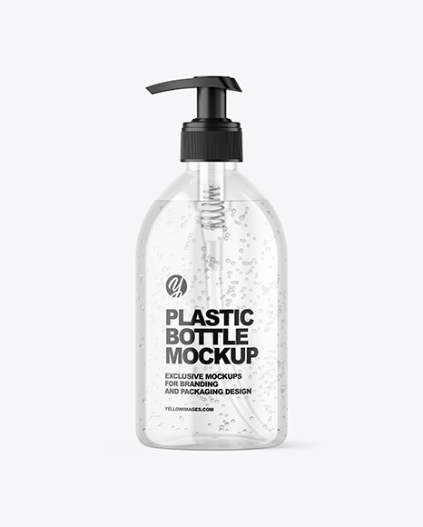Clear Cosmetic Bottle with Pump Mockup Clear Cosmetic Bottle with Pump Mockup