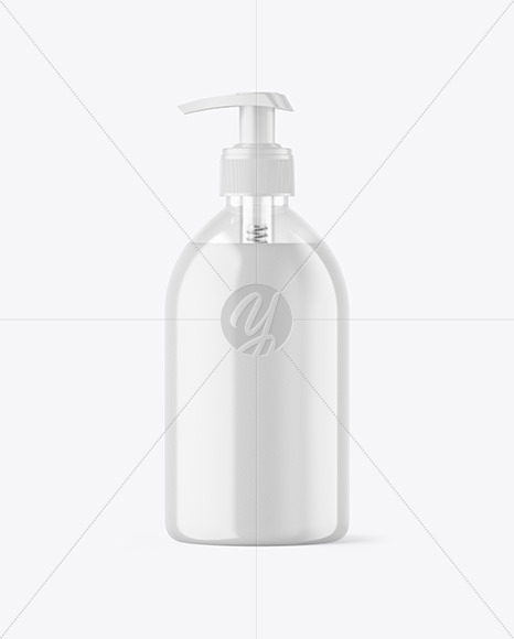 Clear Liquid Soap Cosmetic Bottle with Pump Mockup Clear Liquid Soap Cosmetic Bottle with Pump Mockup
