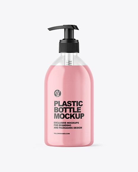 Clear Liquid Soap Cosmetic Bottle with Pump Mockup Clear Liquid Soap Cosmetic Bottle with Pump Mockup