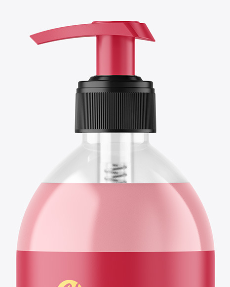 Clear Liquid Soap Cosmetic Bottle with Pump Mockup