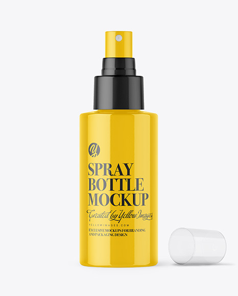 Glossy Spray Bottle Mockup