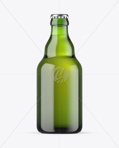 Green Glass Beer Bottle Mockup