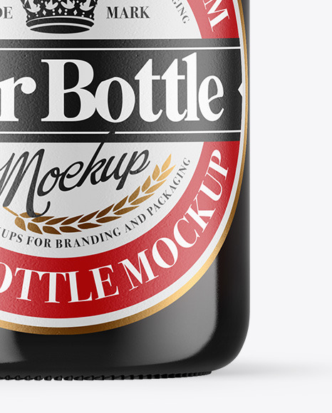 Dark Amber Glass Beer Bottle Mockup