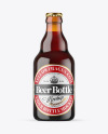 Amber Glass Bottle With Red Ale Mockup