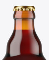 Amber Glass Bottle With Red Ale Mockup