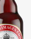 Amber Glass Bottle With Red Ale Mockup