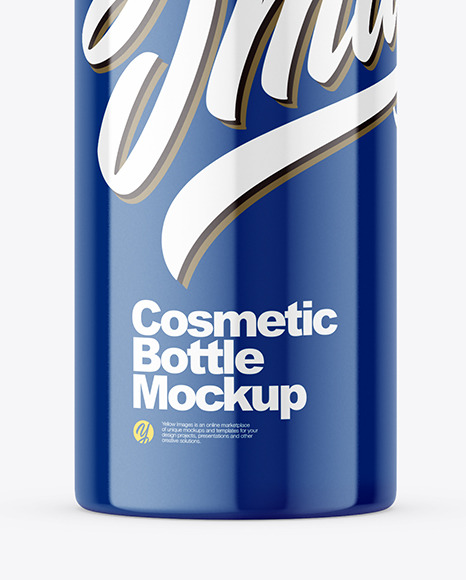 Glossy Plastic Bottle with Pump Mockup