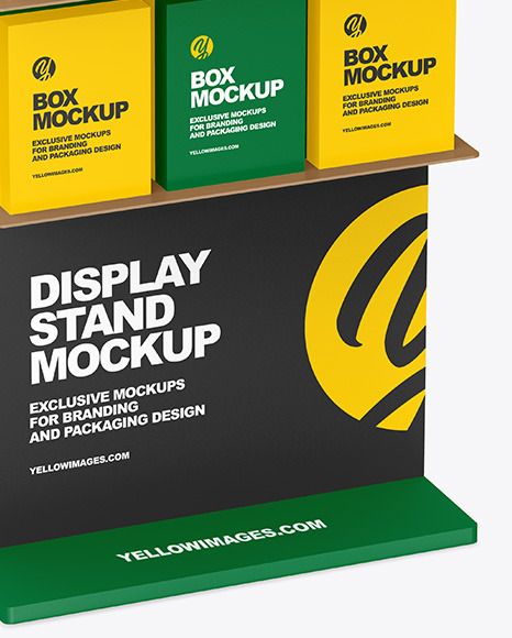 Display Stand With Boxes Mockup