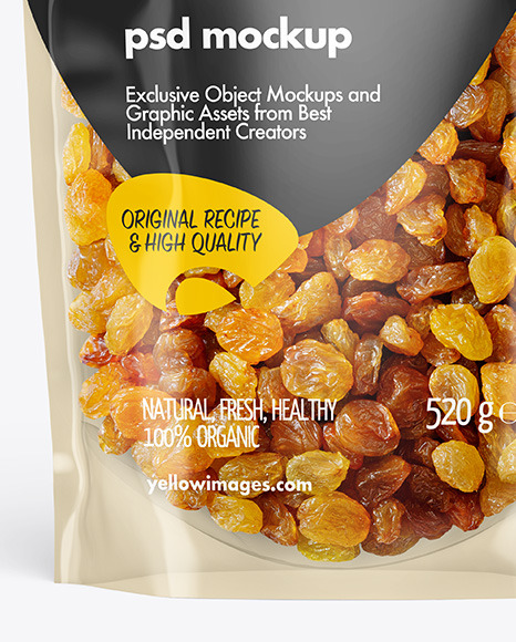 Clear Plastic Pouch w/ Raisin Mockup