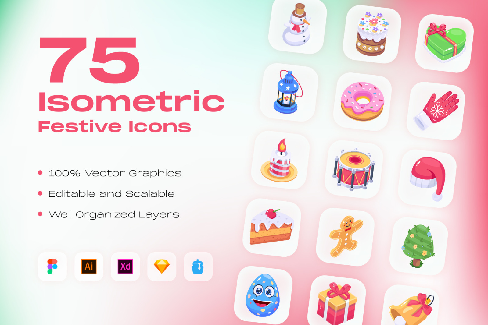 75 Isometric Festive Icons 75 Isometric Festive Icons