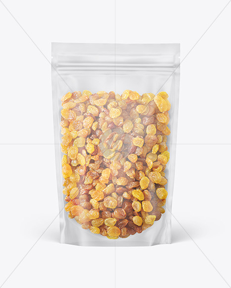 Frosted Plastic Pouch w/ Raisin Mockup