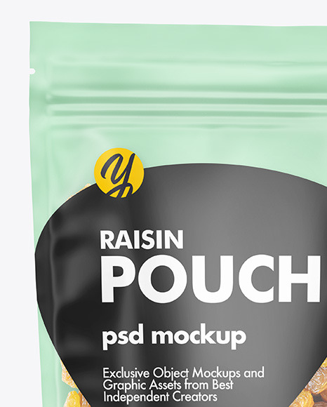 Frosted Plastic Pouch w/ Raisin Mockup