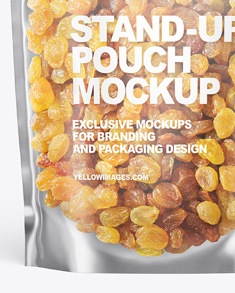 Frosted Plastic Pouch w/ Raisin Mockup