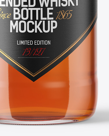 1L Clear Glass Whisky Bottle Mockup