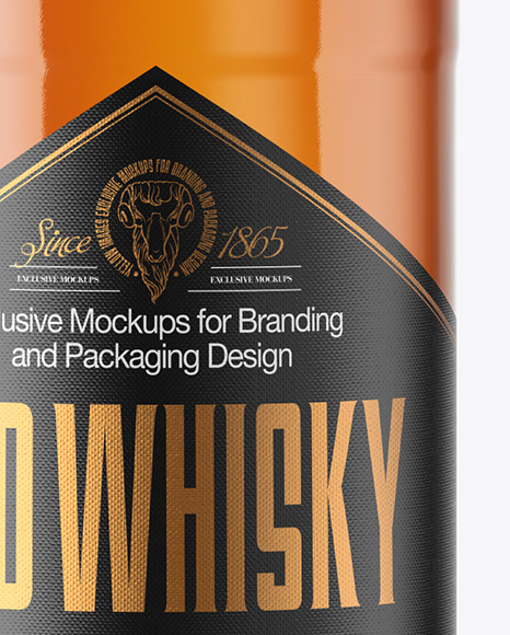 1L Clear Glass Whisky Bottle Mockup