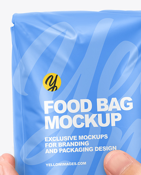 Matte Food Bag in a Hand Mockup