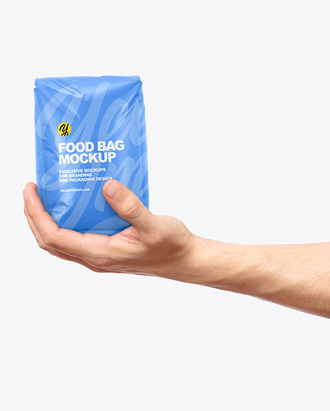 Matte Food Bag in a Hand Mockup