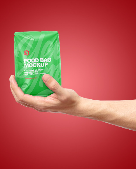 Matte Food Bag in a Hand Mockup