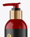 Glossy Cosmetic Bottle with Pump Mockup