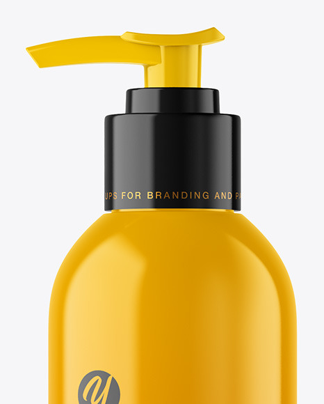 Glossy Cosmetic Bottle with Pump Mockup