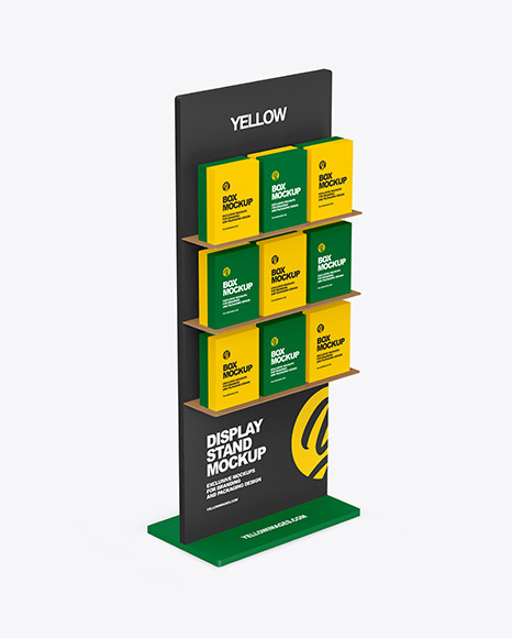 Display Stand With Boxes Mockup